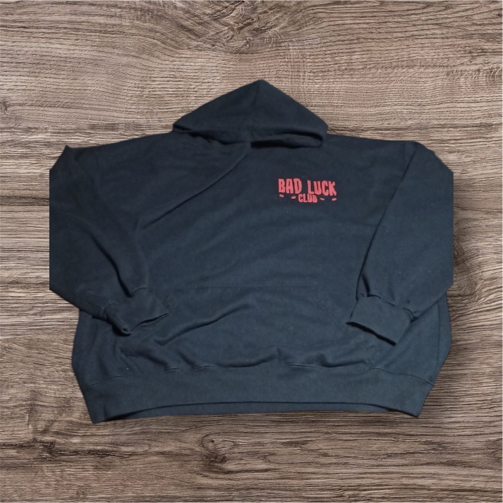 Bad Luck Club Black Hoodie with Red Logo